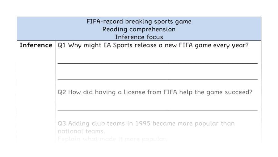 Reading comp-inference-FIFA-record breaking sports game