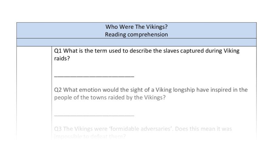 Reading comprehension-VRSIPE-Who were the Vikings