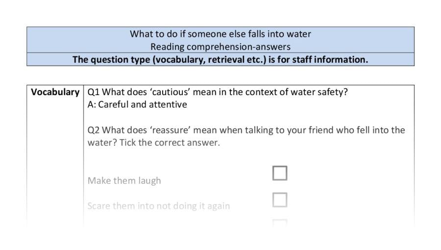 Comp-VRSIPE-what to do if someone else falls into water - answers