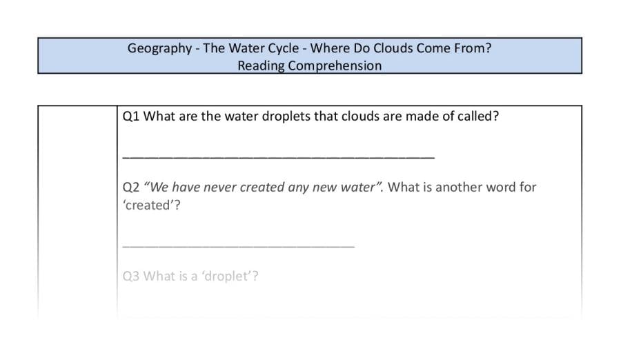 Reading comprehension-VRSIPE - Where Do Clouds Come From