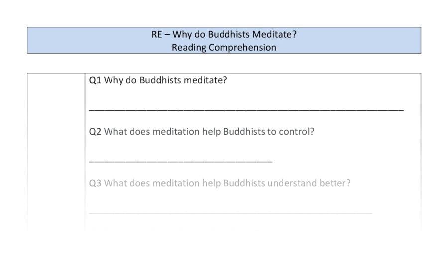 Reading Comprehension-Why do Buddhists Meditate-Retrieval Focus