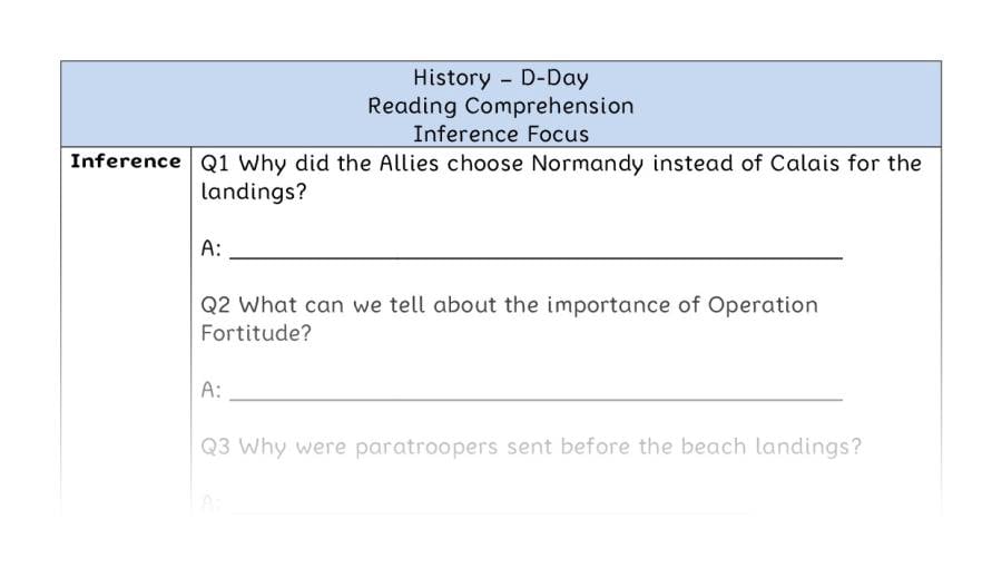 D-Day - Reading Comprehension - Inference Focus