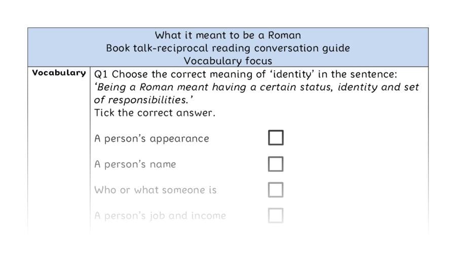 Reciprocal reading - vocabulary - What it meant to be a Roman