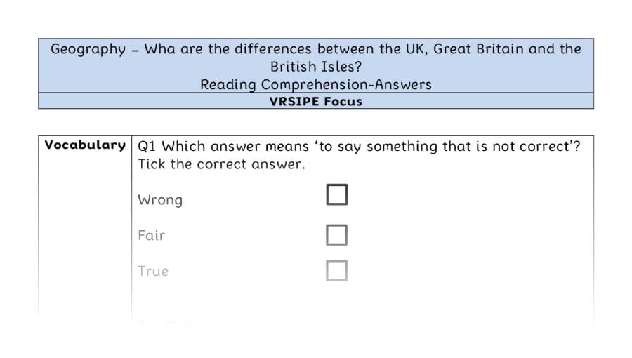 What are the differences between the UK, Great Britain and the British Isles - Reading Comprehension Answers - VRSIPE Focus