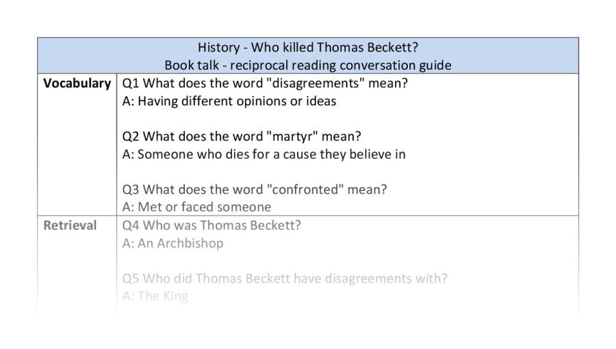 Reciprocal reading - history - Who killed Thomas Beckett