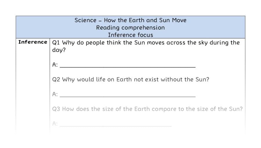 How the Earth and Sun Move - Reading Comprehension - Inference Focus