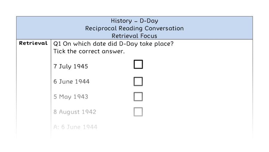 D-Day - Reciprocal Reading Conversation - Retrieval Focus