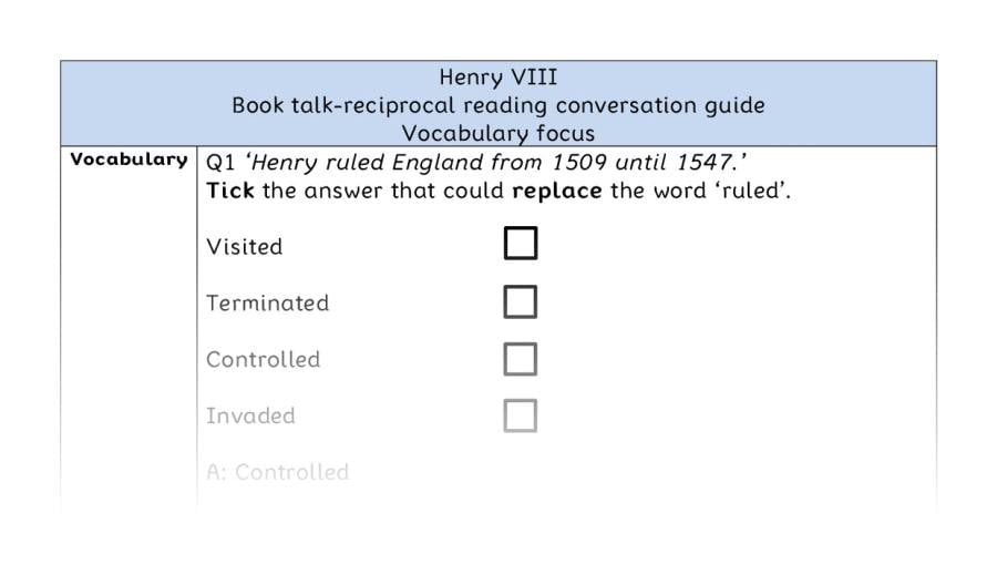Reciprocal - Henry VIII - vocabulary