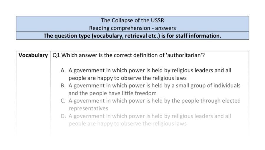 Reading comp-VRSIPE-The Collapse of the USSR