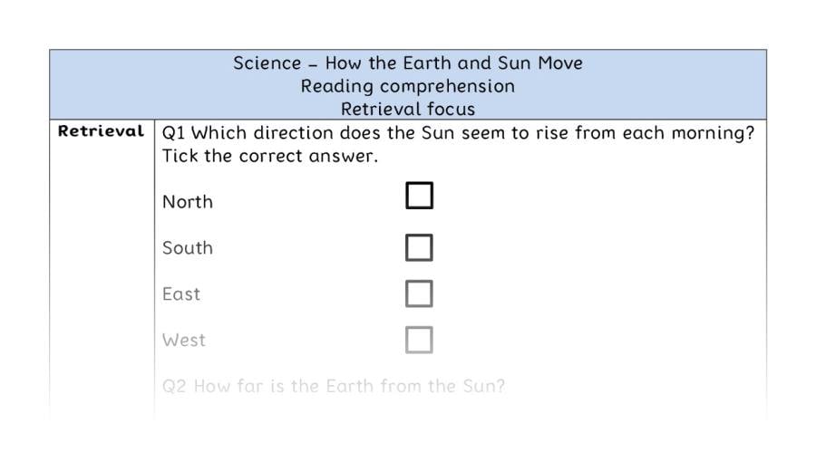 How the Earth and Sun Move - Reading Comprehension - Retrieval Focus
