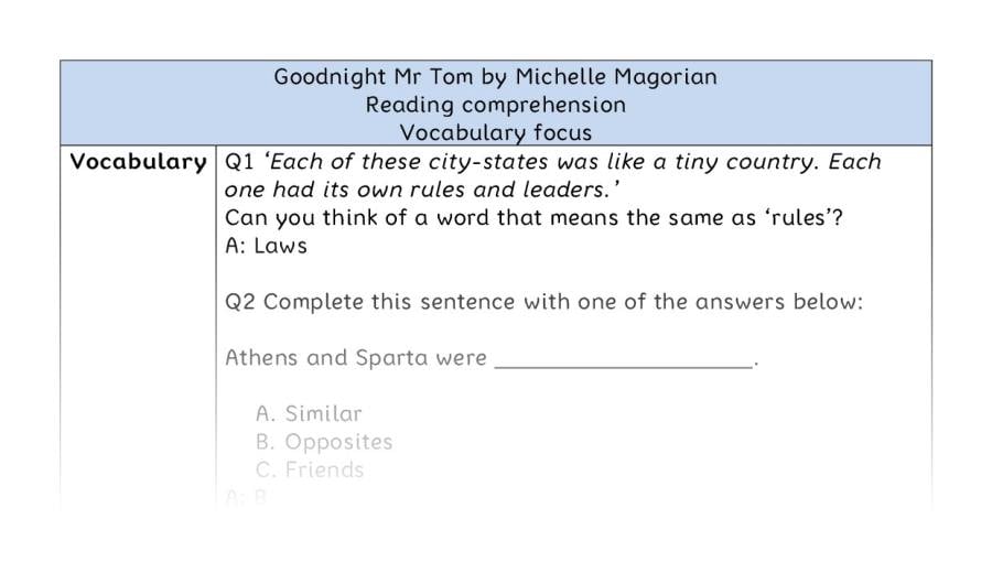 Reading comp - vocabulary - The Organisation of Ancient Greece - answers