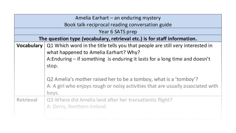 Reciprocal reading - VRSIPE - Amelia Earhart