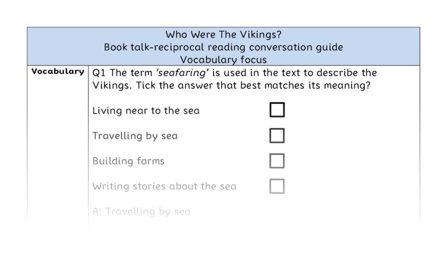 Reciprocal reading - vocabulary - Who Were The Vikings