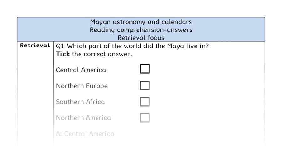Reading comprehension - retrieval - Mayan astronomy and calendars - answers