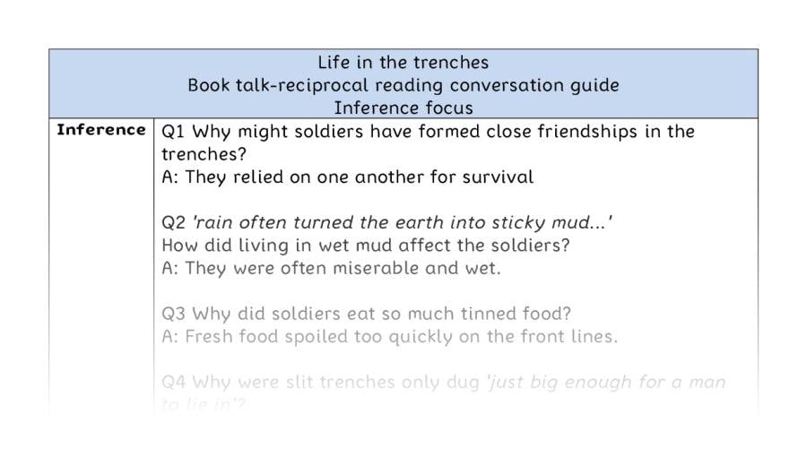Reciprocal reading - inference - Life in the trenches