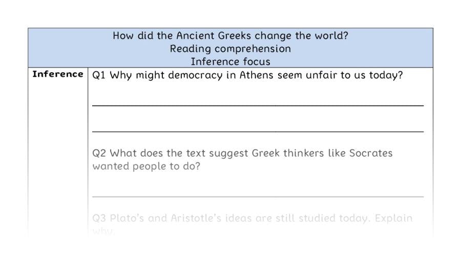 Reading comprehension - inference-How did the ancient Greeks change the world