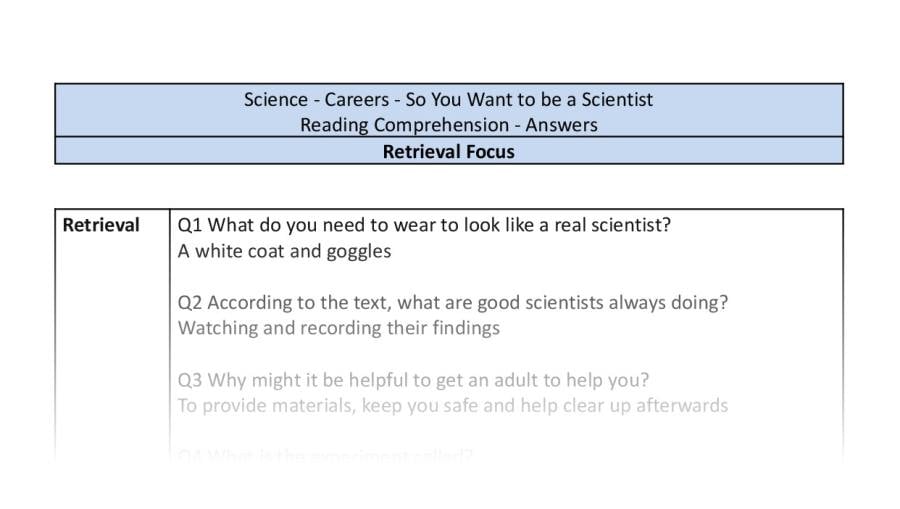 Reading Comprehension-So You Want to be a Scientist-retrieval Focus-answers