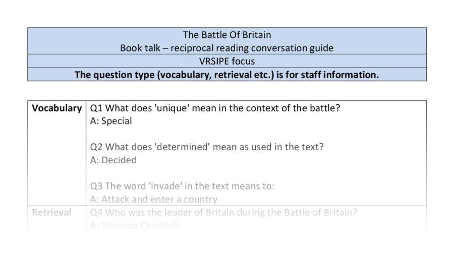 Reciprocal reading - The Battle of Britain - VRSIPE