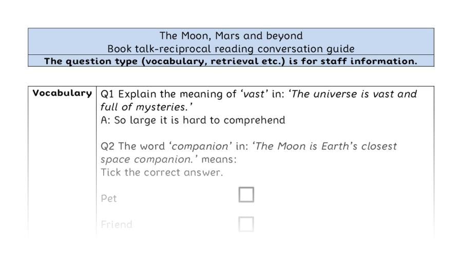 Reciprocal reading - VRSIPE - The Moon, Mars and beyond