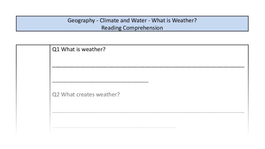 Reading comp - what is weather - retrieval focus