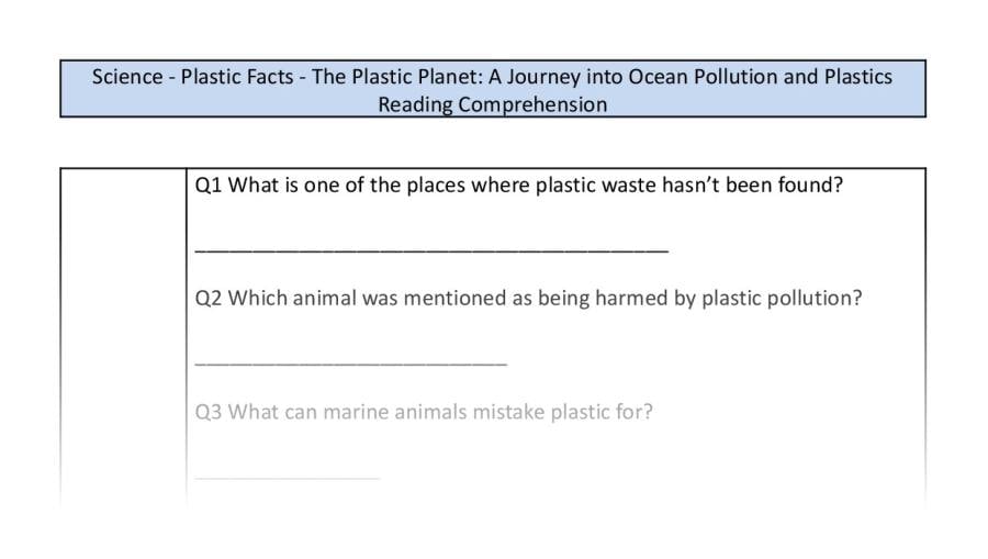 Reading comprehension-retrieval-the plastic planet