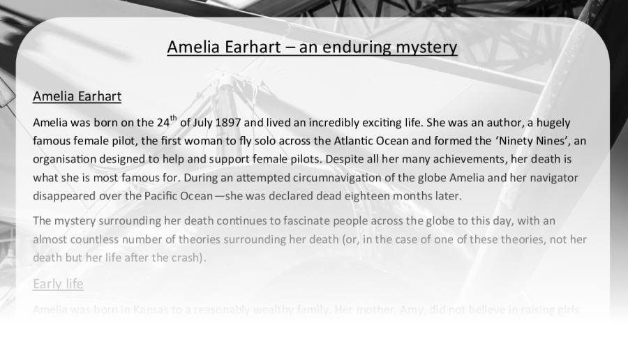 Amelia Earhart - an enduring mystery