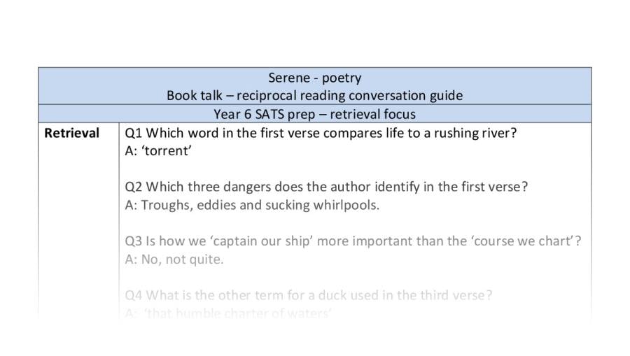 Reciprocal reading - retrieval - Serene