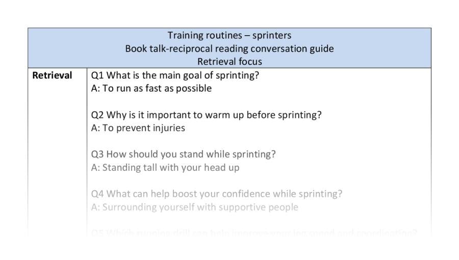 Reciprocal - retrieval - Training routines - sprinters