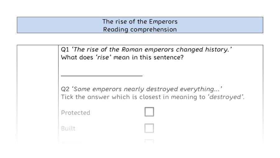 Reading comprehension VRSIPE - The rise of the Emperors