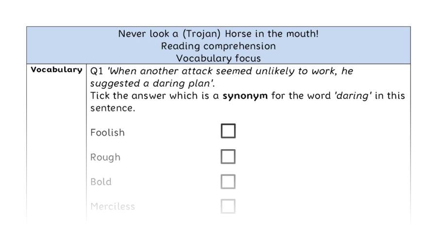Reading comprehension - vocabulary - Never look a (Trojan) Horse in the mouth!