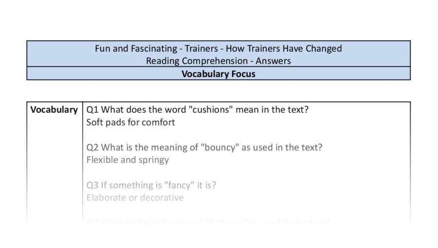 Reading Comprehension-How Trainers Have Changed-Vocabulary-answers