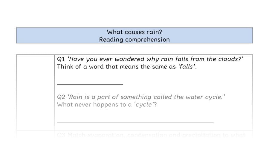 Reading comprehension-VRSIPE-What causes rain