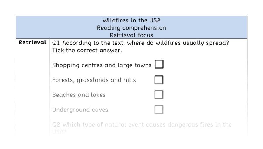 Reading comprehension - retrieval - Wildfires in the USA