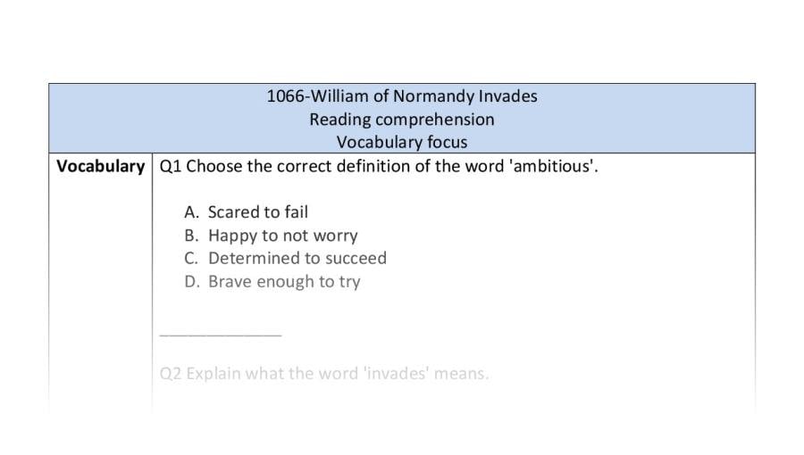Reading comp-vocab-William of Normandy Invades