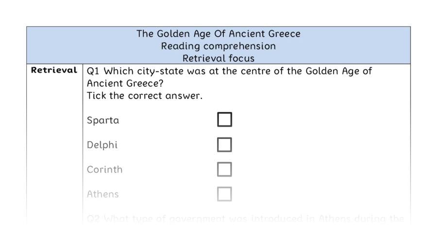 Reading comprehension - retrieval - The Golden Age Of Ancient Greece