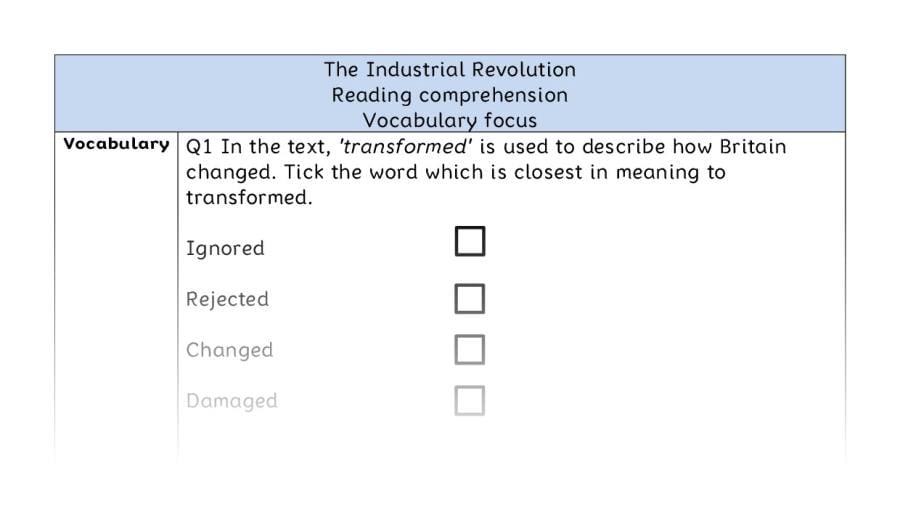 Reading comprehension - vocabulary - The Industrial Revolution