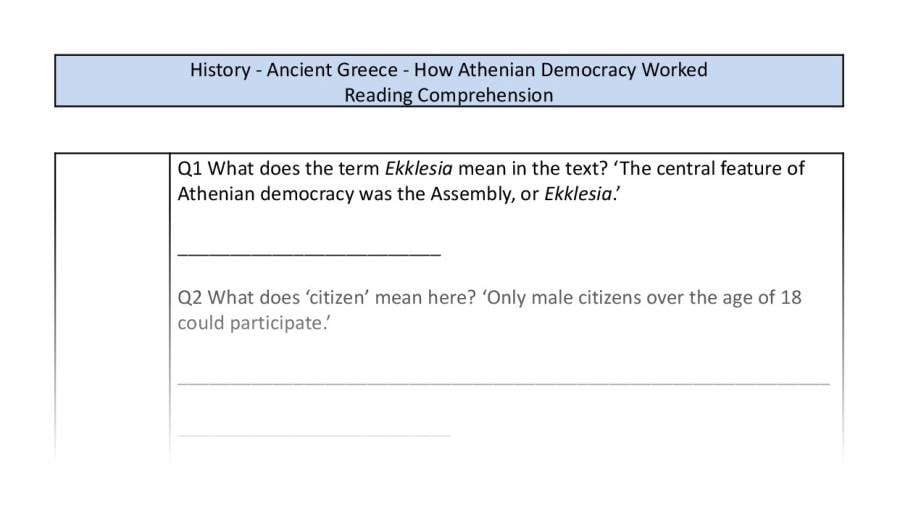 Reading Comprehension-How Athenian Democracy Worked-Vocabulary Focus