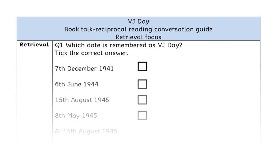 Reciprocal reading - retrieval - VJ Day
