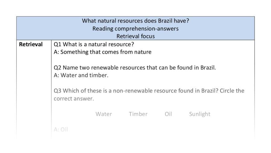 Reading comprehension - retrieval - What natural resources does Brazil have