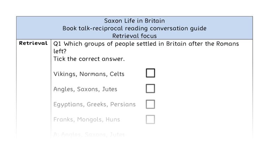Reciprocal reading - retrieval - Saxon Life in Britain
