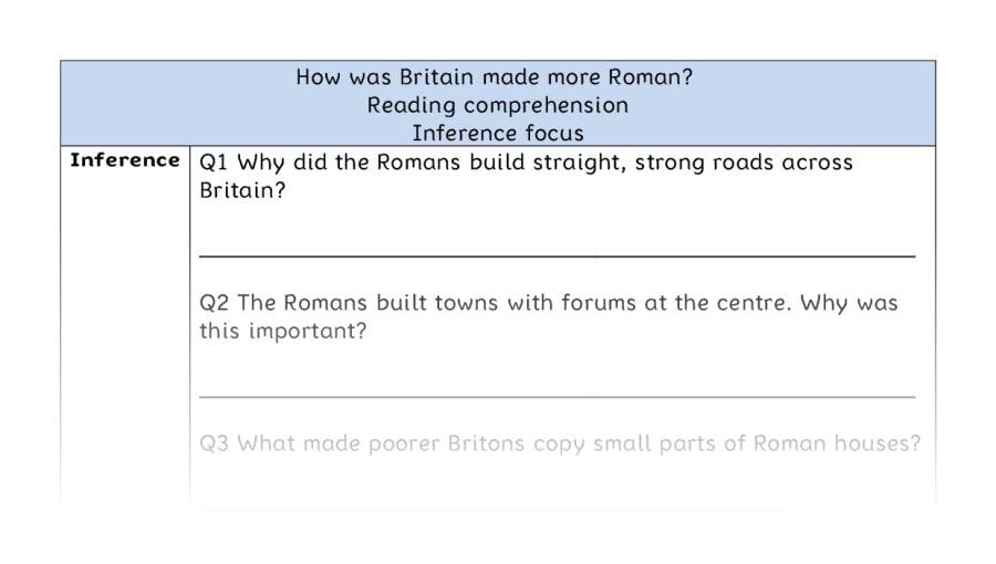 Reading comprehension - inference - How was Britain made more Roman
