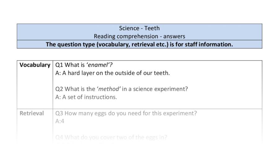 Reading comprehension-Teeth-VRSIPE-HS1