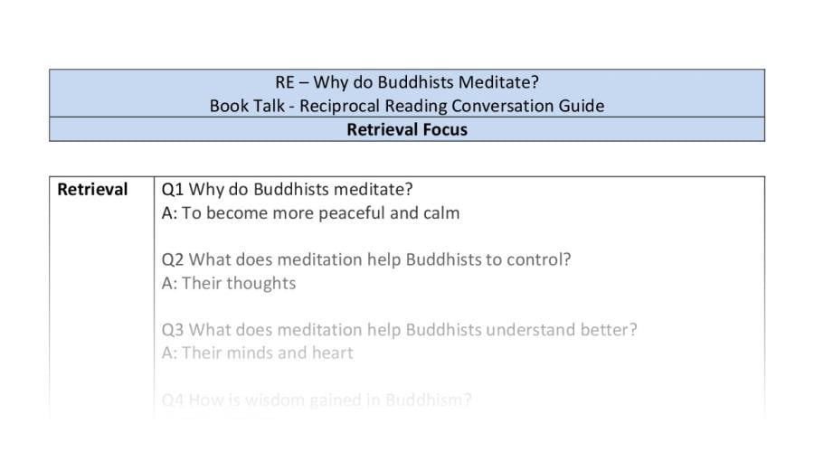 Reciprocal Reading Conversation - Why do Buddhists Meditate - Retrieval Focus