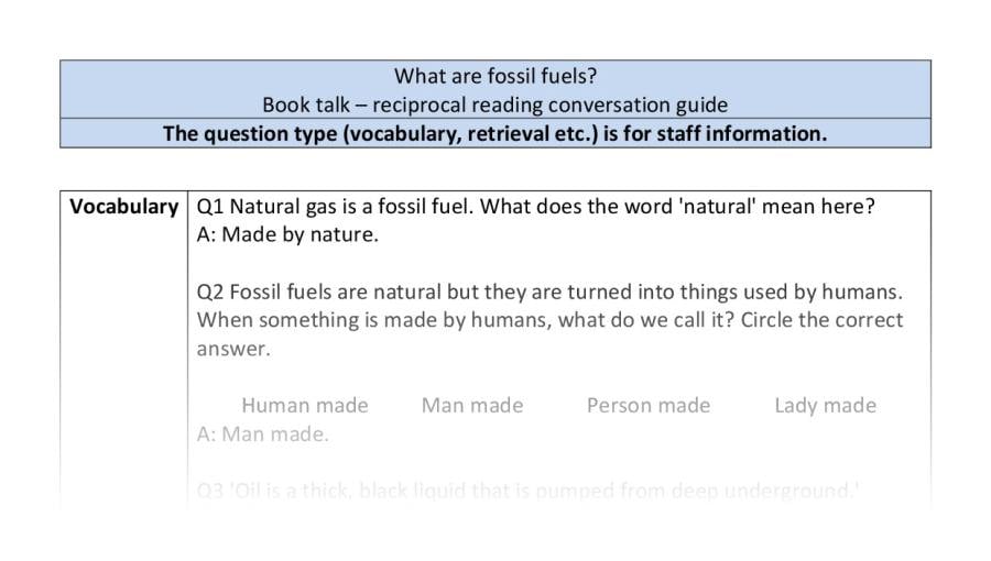 Reciprocal reading - VRSIPE - What are fossil fuels