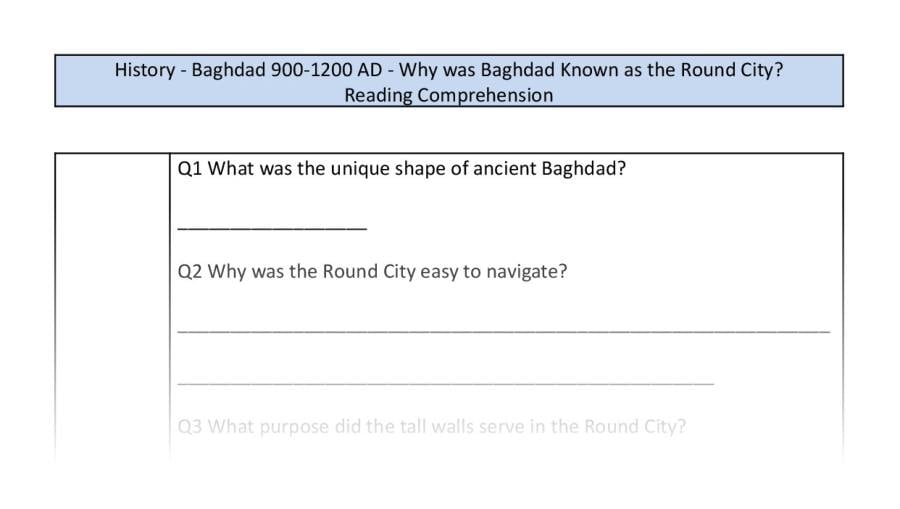 Reading Comprehension-Why was Baghdad Known as the Round City-Retrieval