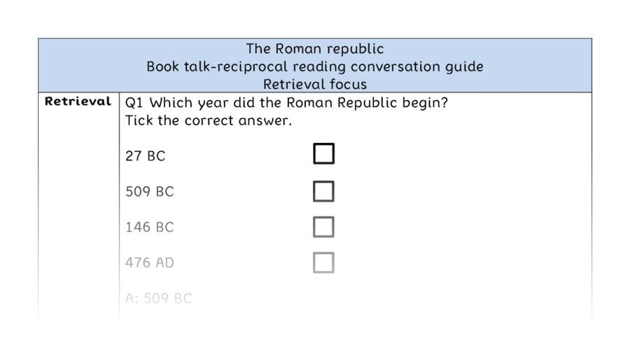 Reciprocal reading - retrieval - The Roman republic