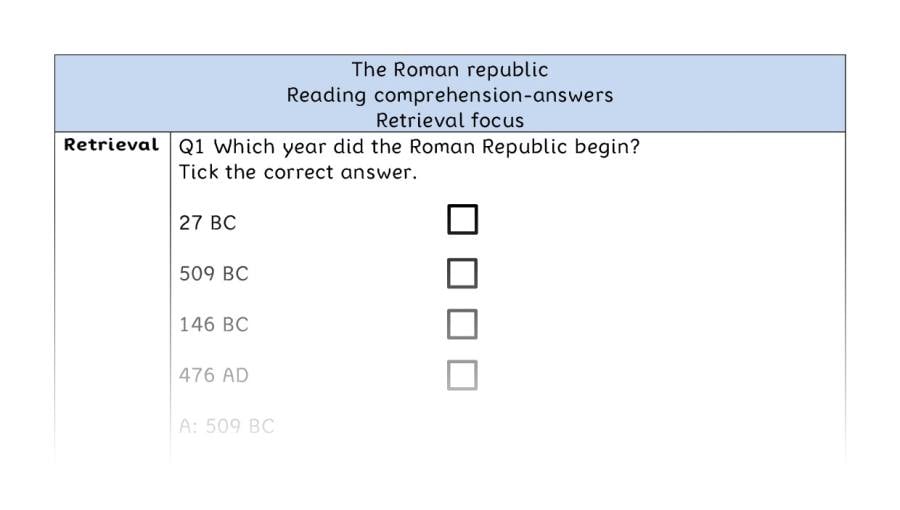 Reading comprehension - retrieval - The Roman republic - answers