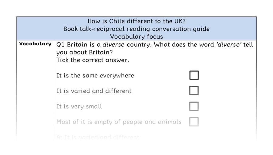 Reciprocal reading - vocabulary - How is Chile different to the UK