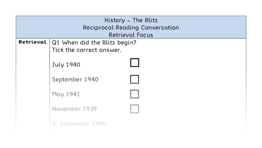 The Blitz - Reciprocal Reading Conversation - Retrieval Focus
