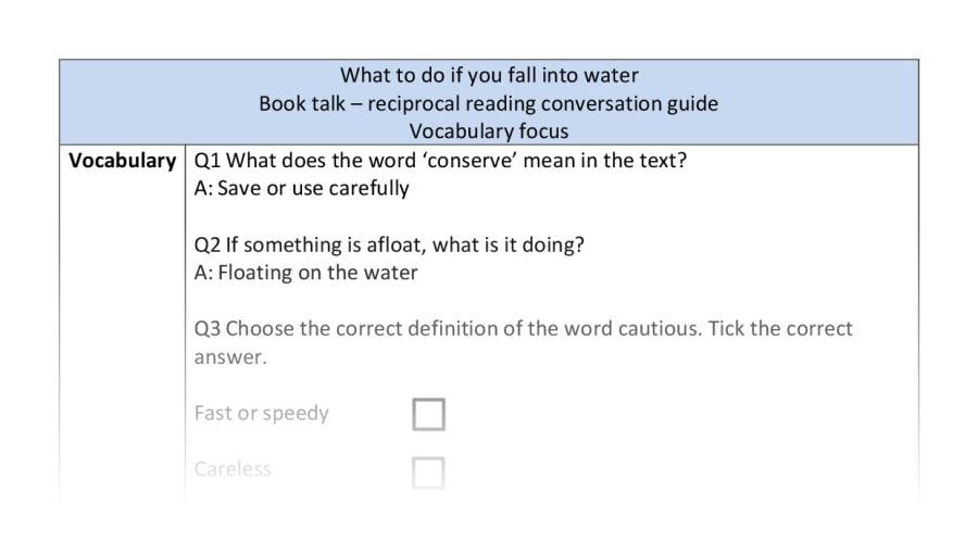 Reciprocal-vocab-what to do if you fall into water